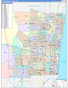 Fort Lauderdale Metro Area Wall Map Color Cast Style